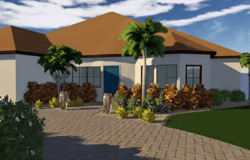 3D render of a landscaping project for a residential house
