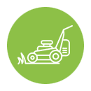 Mowing icon on green circle background